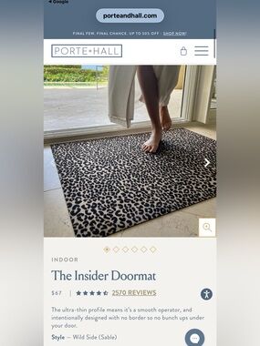 Porte and Hall The Insider Doormat in Sable Leopard